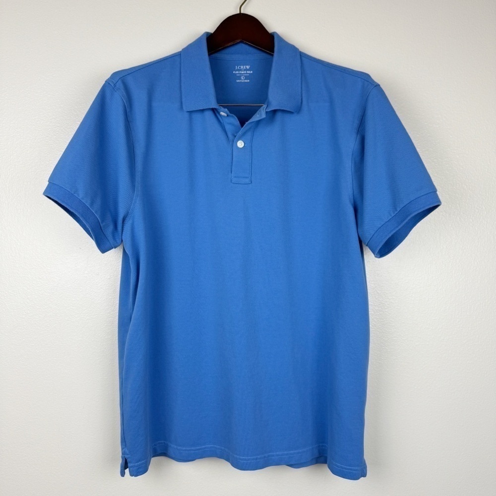 J. Crew Men’s Flex Pique Cotton Classic Polo Shirt Blue Size L